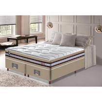 Conjunto Cama Box King de Molas Ensacadas D33 Cama inBox Select Firme 193x203x70 Bege