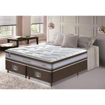 Conjunto Cama Box King de Molas Ensacadas D33 Cama inBox Select Firme 193x203x70 Café