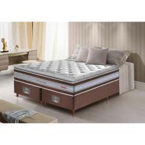 Conjunto Cama Box King de Molas Ensacadas D33 com Pillow TOP Cama inBox Select 193x203x70 Café