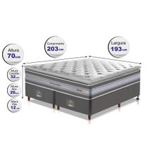 Conjunto Cama Box King de Molas Ensacadas D33 com Pillow TOP Cama inBox Select 193x203x70 Cinza