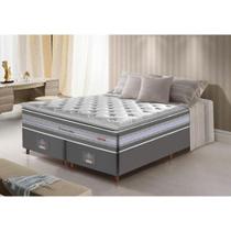 Conjunto Cama Box King de Molas Ensacadas D33 com Pillow TOP Cama inBox Select 193x203x70 Cinza Conjunto Cama Box King de Molas Ensacadas D33 com Pillow TOP Cama inBox Select 193x203x70 Cinza