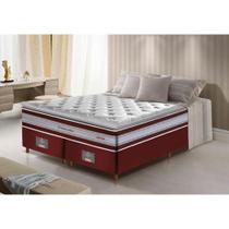 Conjunto Cama Box King de Molas Ensacadas D33 com Pillow TOP Cama inBox Select 193x203x70 Vinho