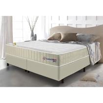 Conjunto Cama Box king Molas Ensacadas com Espuma Viscoelástico Cama inBox Cloud Bege 193x203x67