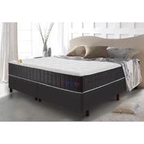 Conjunto Cama Box King Molas Ensacadas com Espuma Viscoelástico Cama inBox Cloud Cinza 193x203x67