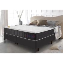 Conjunto Cama Box King Molas Ensacadas com Espuma Viscoelástico Cama inBox Cloud Cinza 193x203x67 Conjunto Cama Box King Molas Ensacadas com Espuma Viscoelástico Cama inBox Cloud Cinza 193x203x67