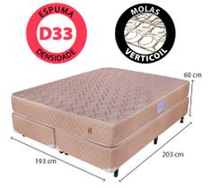 Conjunto Cama Box King Profissional Hotel Colchão de Molas Verticoil e Espuma D33 Certificada BF Colchões 193x203x60cm