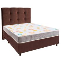 Conjunto Cama Box Marrom Casal + Colchão D20 D20 Inducol + Cabeceira