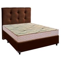 Conjunto Cama Box Marrom Casal + Colchão D33 Maxsono Paropas + Cabeceira