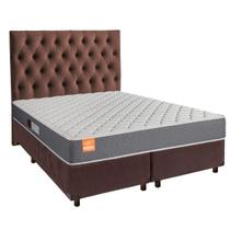Conjunto Cama Box Marrom King + Colchão D23 Pro Inducol + Cabeceira