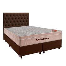 Conjunto Cama Box Marrom Queen + Colchão Molas Ensacadas Airtech Ortobom + Cabeceira Conjunto Cama Box Marrom Queen + Colchão Molas Ensacadas Airtech Ortobom + Cabeceira