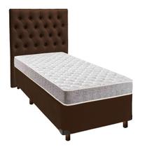 Conjunto Cama Box Marrom Solteiro + Colchão D33 D33 Inducol + Cabeceira