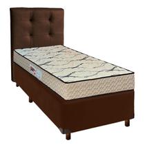 Conjunto Cama Box Marrom Solteiro + Colchão D33 Maxsono Paropas + Cabeceira