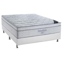 Conjunto Cama Box Ortobom Casal Freedom Molas Ensacadas com Base Sintético Branco 138x188x68