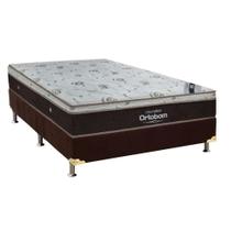 Conjunto Cama Box Ortobom Queen Sleep King Molas Ensacadas com Base Camurça Marrom 158x198x55