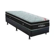 Conjunto Cama Box Ortobom Solteiro Elegant Superpocket Molas Ensacadas Base Preto 88x188x61