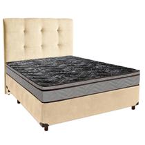 Conjunto Cama Box Perola Casal + Colchão D28 Conforto Paropas + Cabeceira