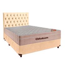 Conjunto Cama Box Perola Casal + Colchão Molas Ensacadas Airtech Ortobom + Cabeceira