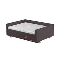 Conjunto Cama Box Pet Sleep Pelmex Luxo Marrom e Branco para Cães e Gatos - Tamanho 3