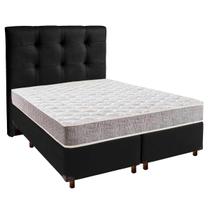 Conjunto Cama Box Preto Casal + Colchão D23 D23 Inducol + Cabeceira