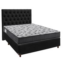 Conjunto Cama Box Preto Casal + Colchão D33 Iso100 Ortobom + Cabeceira