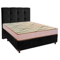 Conjunto Cama Box Preto Casal + Colchão D33 Maxsono Paropas + Cabeceira