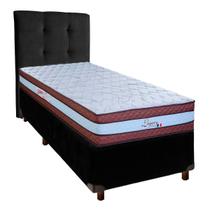 Conjunto Cama Box Preto Solteiro + Colchão Molas Ensacadas Legaccy Paropas + Cabeceira Conjunto Cama Box Preto Solteiro + Colchão Molas Ensacadas Legaccy Paropas + Cabeceira