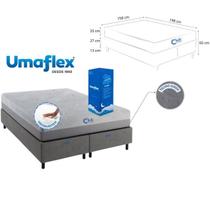 Conjunto Cama Box Queen Bipartido Suede Colchão Fit Visco 158x198 A Vácuo Na Caixa