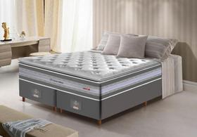 Conjunto Cama Box Queen de Molas Ensacadas D33 com Pillow TOP Cama inBox Select 158x198x70 Cinza