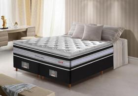 Conjunto Cama Box Queen de Molas Ensacadas D33 com Pillow TOP Cama inBox Select 158x198x70 Preto