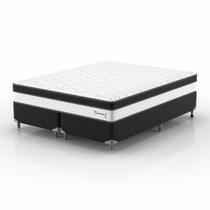 Conjunto Cama Box Queen Diamond Euro 158x198x63cm Montreal Bege/Preto Conjunto Cama Box Queen Diamond Euro 158x198x63cm Montreal Bege/Preto