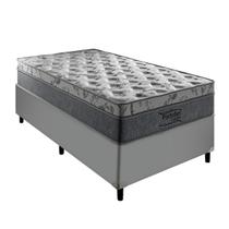 Conjunto Cama Box Solteiro Cinza Palermo Molas Ensacadas