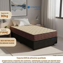 Conjunto Cama Box Solteiro com Colchão Sankonfort Espuma Toulon D28 88x188 Suede Premium
