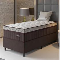 Conjunto Cama Box Solteiro Com Molas Ensacadas 88x188x69cm Marrom Conjunto Cama Box Solteiro Com Molas Ensacadas 88x188x69cm Marrom