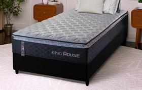 Conjunto Cama Box Solteiro Dakota Preto 88x188x57 Espuma D33