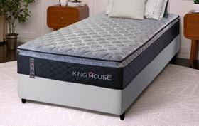 Conjunto Cama Box Solteiro Dakota Preto 88x188x57 Espuma D33