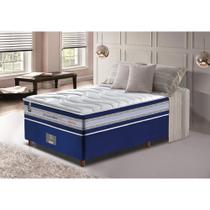 Conjunto Cama Box Solteiro de Molas Ensacadas D33 Cama inBox Select Firme 88x188x70 Azul