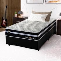 Conjunto Cama Box Solteiro Durham 96x203x60 Preto c/Molas Ensacadas