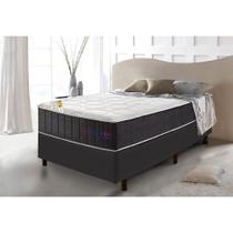 Conjunto Cama Box Solteiro Molas Ensacadas com Espuma Viscoelástico Cama inBox Cloud Cinza 88x188x67 Conjunto Cama Box Solteiro Molas Ensacadas com Espuma Viscoelástico Cama inBox Cloud Cinza 88x188x67