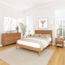 Conjunto Cama Casal com 2 mesas de cabeceira e Cômoda Oiti CabeCasa MadeiraOriginals Conjunto Cama Casal com 2 mesas de cabeceira e Cômoda Oiti CabeCasa MadeiraOriginals