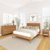 Conjunto Cama Casal com 2 Mesas de Cabeceira e Cômoda Oiti CabeCasa MadeiraOriginals Marrom Conjunto Cama Casal com 2 Mesas de Cabeceira e Cômoda Oiti CabeCasa MadeiraOriginals Marrom