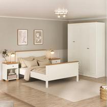 Conjunto Cama Casal, Guarda-Roupa 4 Portas 2 Mesas de Cabeceira Ananda CabeCasa MadeiraOriginals