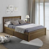 Conjunto Cama Casal Inglesa com Dois Gavetões em Madeira Maciça Mv Outlet