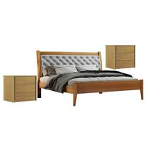 Conjunto Cama Casal Queen 160cm Vivare e 2 Mesa de Cabeceira 3 Gavetas Unique Conjunto Cama Casal Queen 160cm Vivare e 2 Mesa de Cabeceira 3 Gavetas Unique