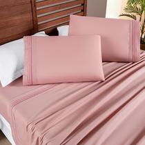 Conjunto Cama Casal Queen Size Cherry Bordado Inglês 200