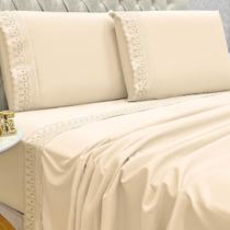 Conjunto Cama Casal Queen Size Lily 04 Pç Bordado 300 Fios