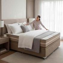 Conjunto cama D33 luxo base box baú 138x188x60 Cod: 242.396/242.098