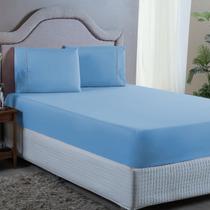 Conjunto Cama King Size 400 Fios Lençol com Elástico Fronha Ponto Palito 3 peças 40cm Altura