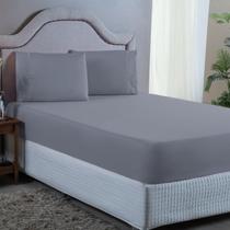 Conjunto Cama King Size 400 Fios Lençol com Elástico Fronha Ponto Palito 3 peças 40cm Altura