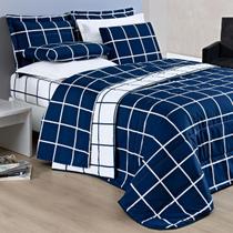 Conjunto Cama King Size Colcha Xadrez 200 Fios 03 Peças ToqueDeSeda AUSTIN