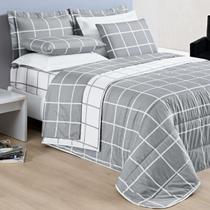 Conjunto Cama King Size Colcha Xadrez 200 Fios 03 Peças ToqueDeSeda AUSTIN